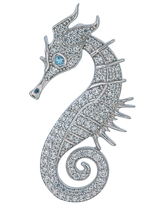 Sea Dragon Necklace in Sterling Silver, Zircon, & Blue Topaz