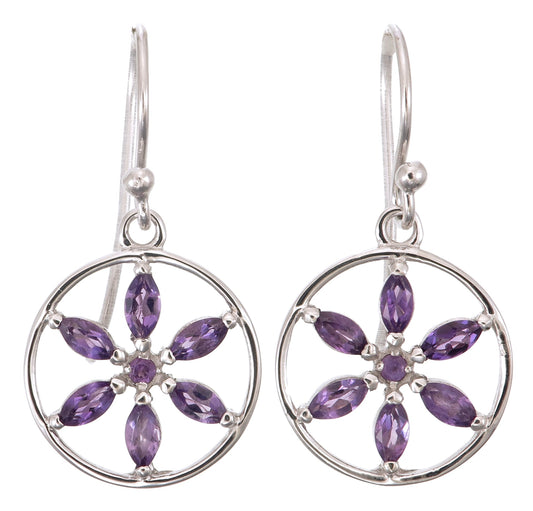 Dear Prudence Seed of Life Amethyst Sterling Silver Earrings