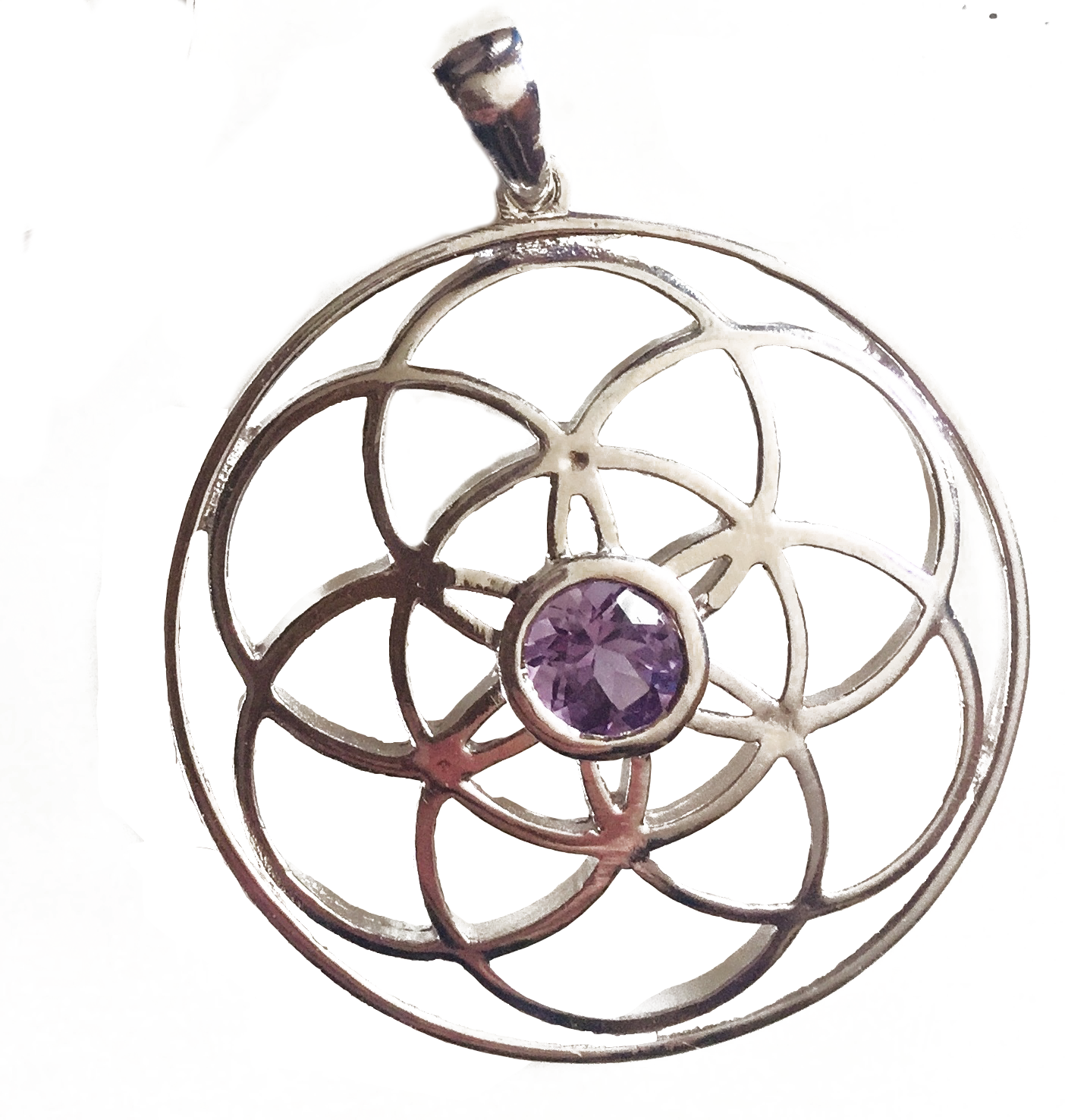 Amethyst Sterling Silver Seed of Life Pendant