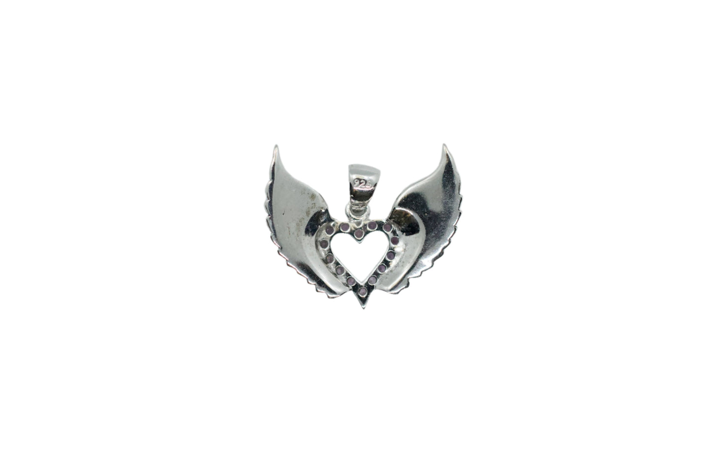 Heavenly Pink Sapphire Sterling Silver Winged Heart Necklace