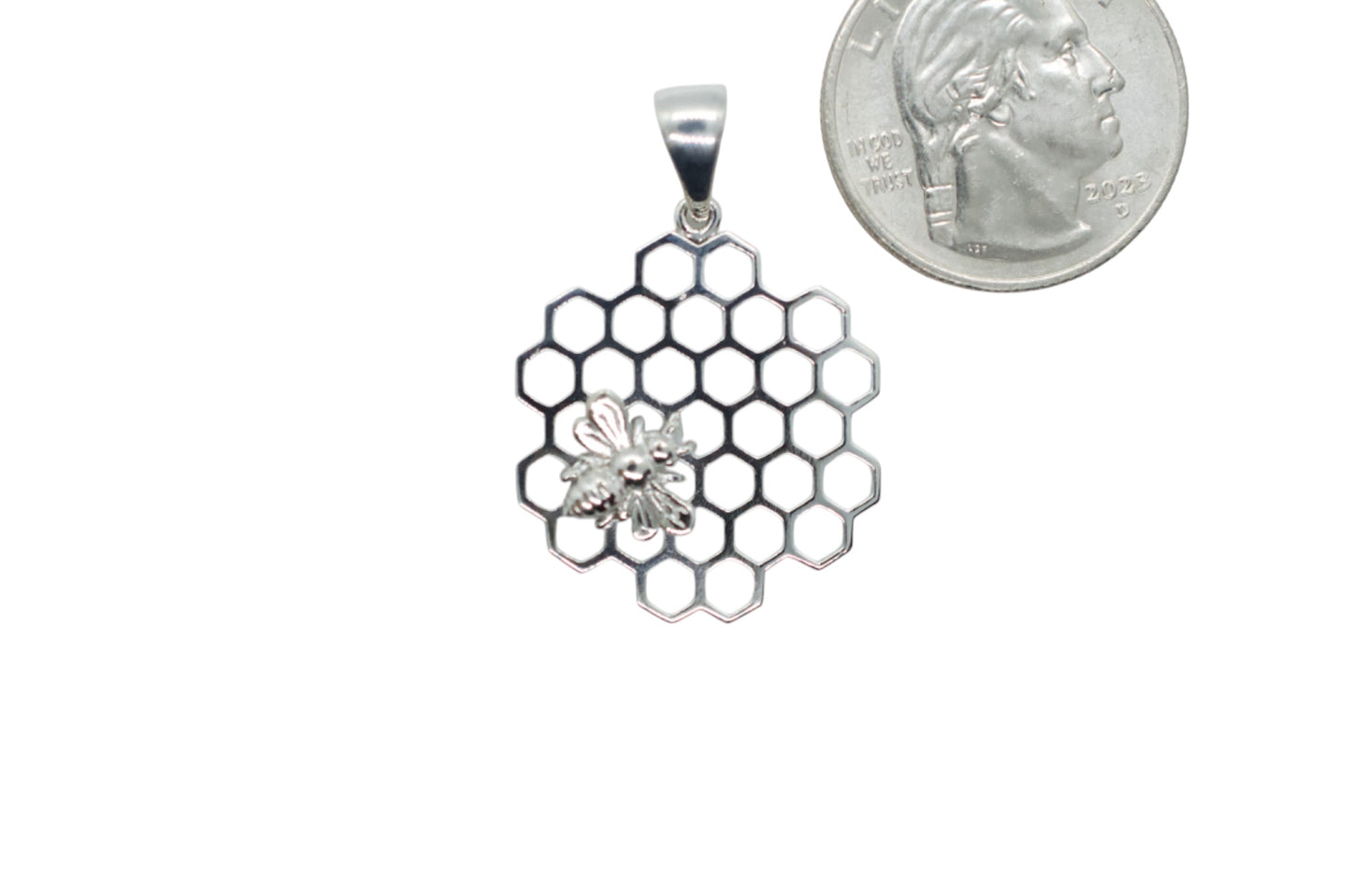 Bee Sweet Silver Honeycomb and Bee Necklace