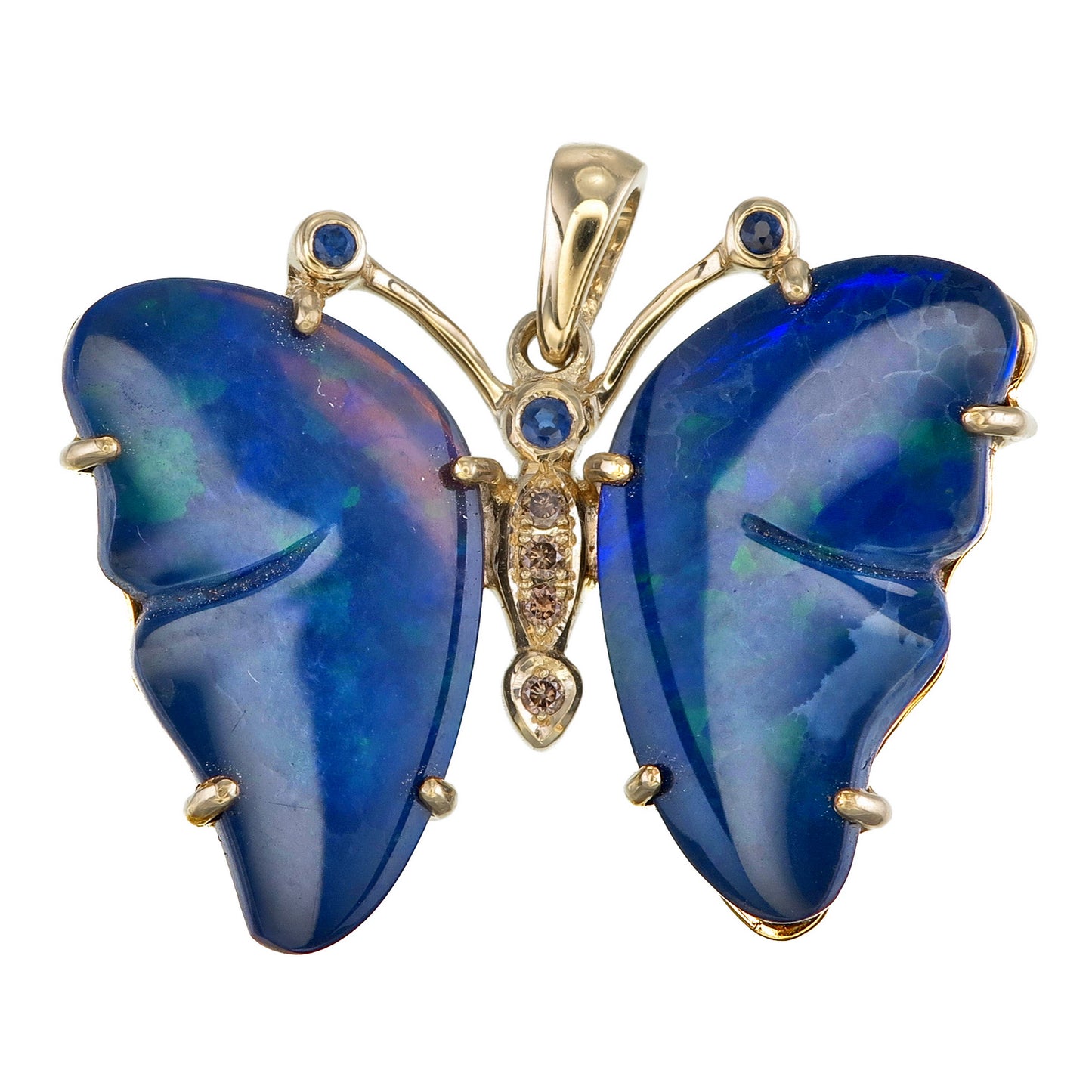 18 Karat Gold  Black Opal Butterfly Pendant