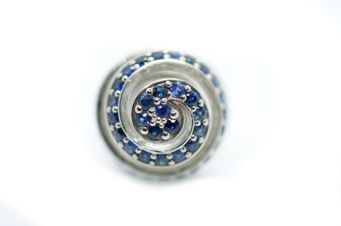 Swirling Spiral Blue Sapphire Silver Necklace