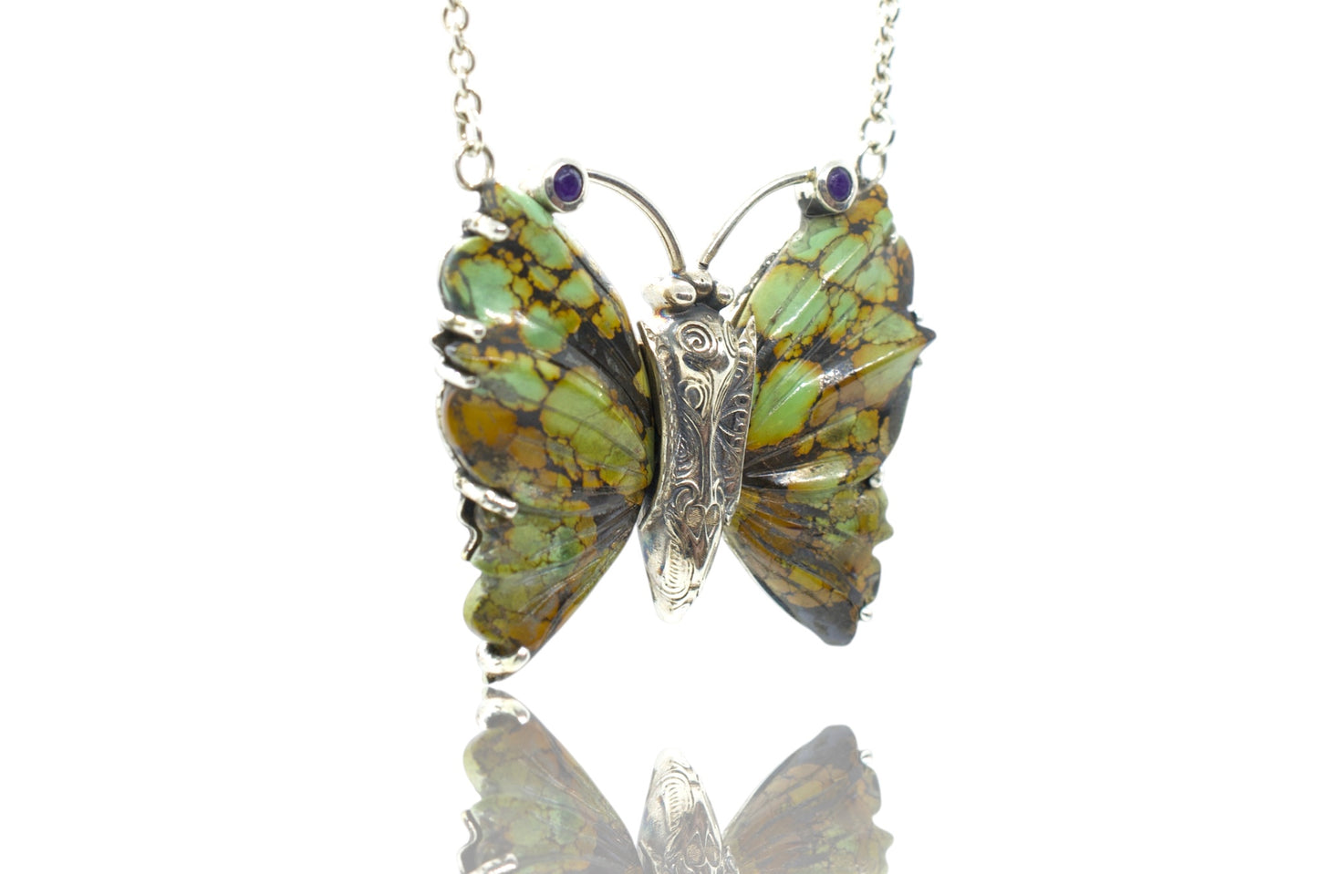 Sterling Silver Turquoise Butterfly Necklace