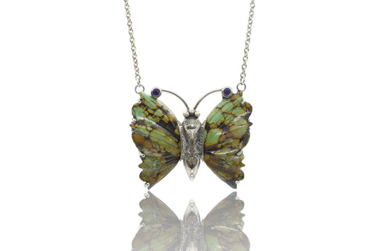 Sterling Silver Turquoise Butterfly Necklace