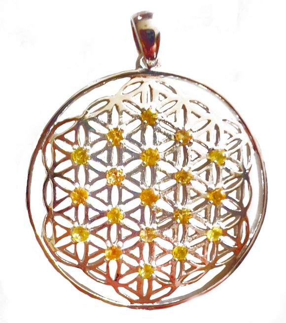 Citrine Flower of Life Sterling Silver Necklace