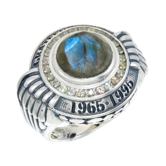 Grateful Dead Class Ring | 1965–1995 Sterling Silver Ring with Labradorite & Yellow Sapphires