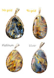 Platinum (Pt950) Pietersite pendant with diamonds