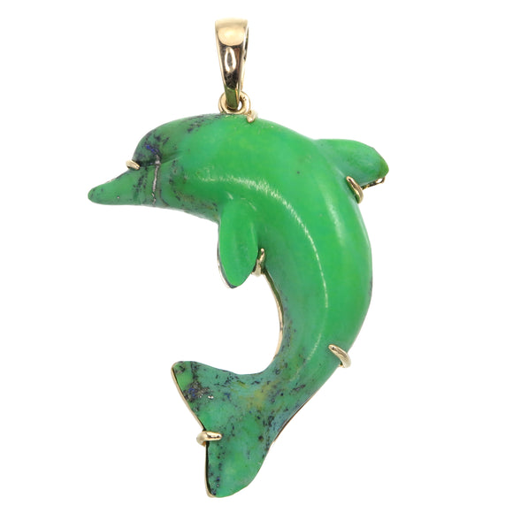 18k green turquoise dolphin