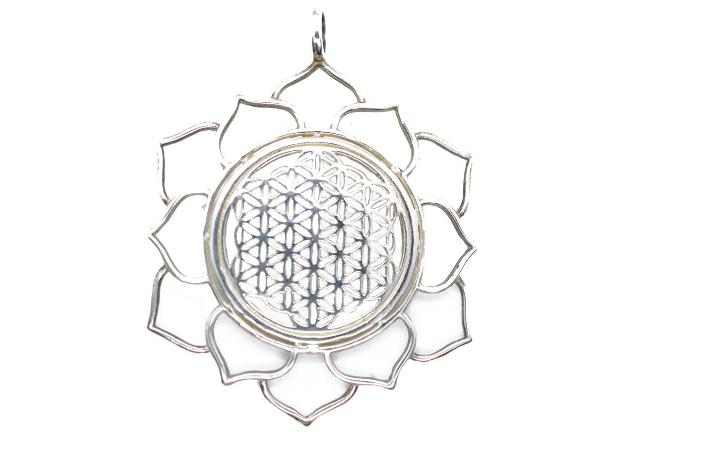 Flower of Life in Lotus Sterling Silver Necklace