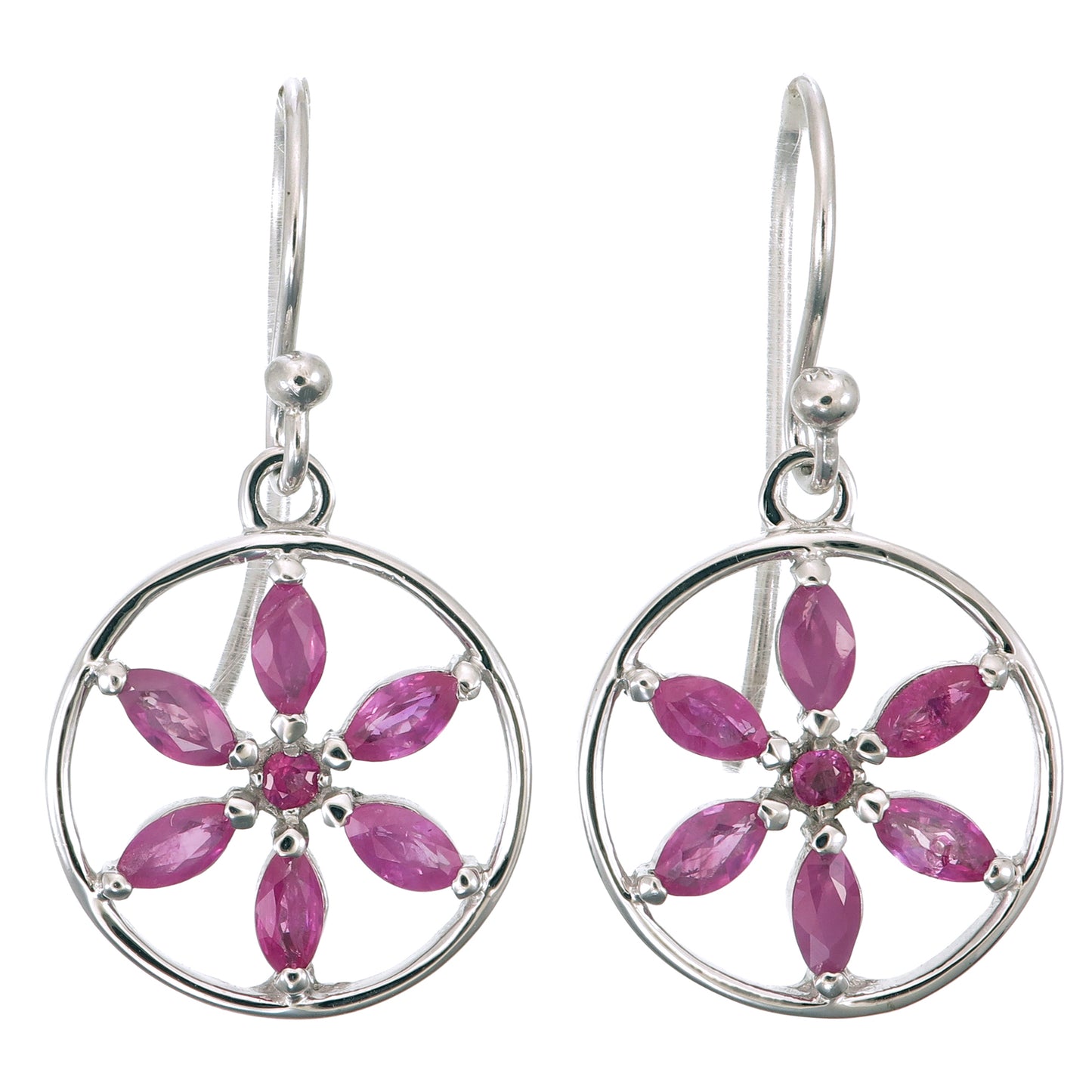 Sterling Silver Ruby Marquis Earrings