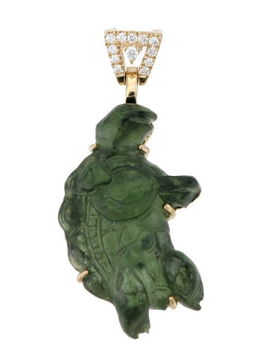 Grateful Dead 18k Gold Diamond Moldavite Terrapin Turtle Pendant (banjo)