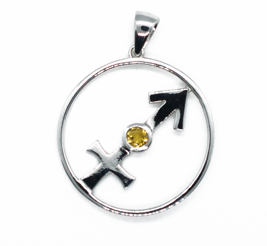 Sagittarius Astrology Horoscope Zodiac Silver & Citrine Necklace