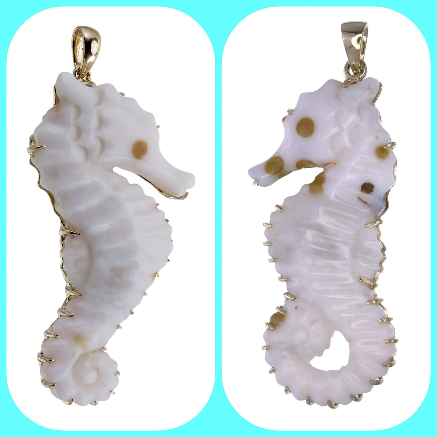 9k Gold Polka Dot Jasper Seahorse