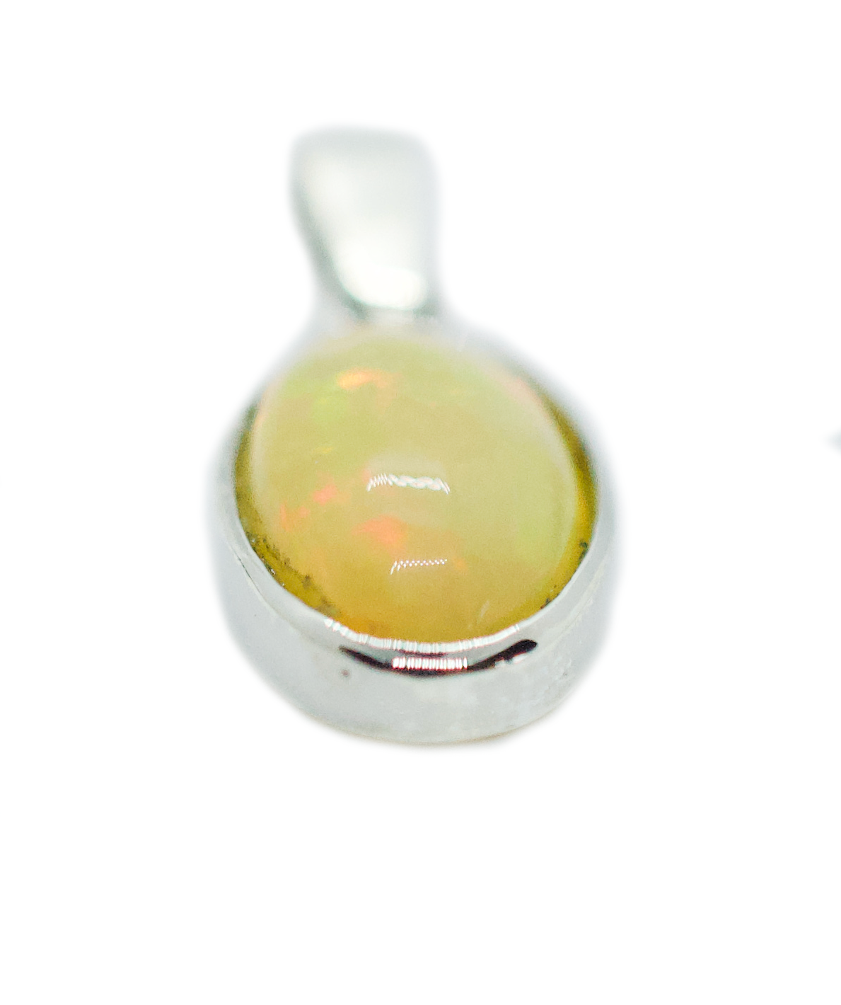 Small Ethiopian Opal Silver Pendant Necklace #3