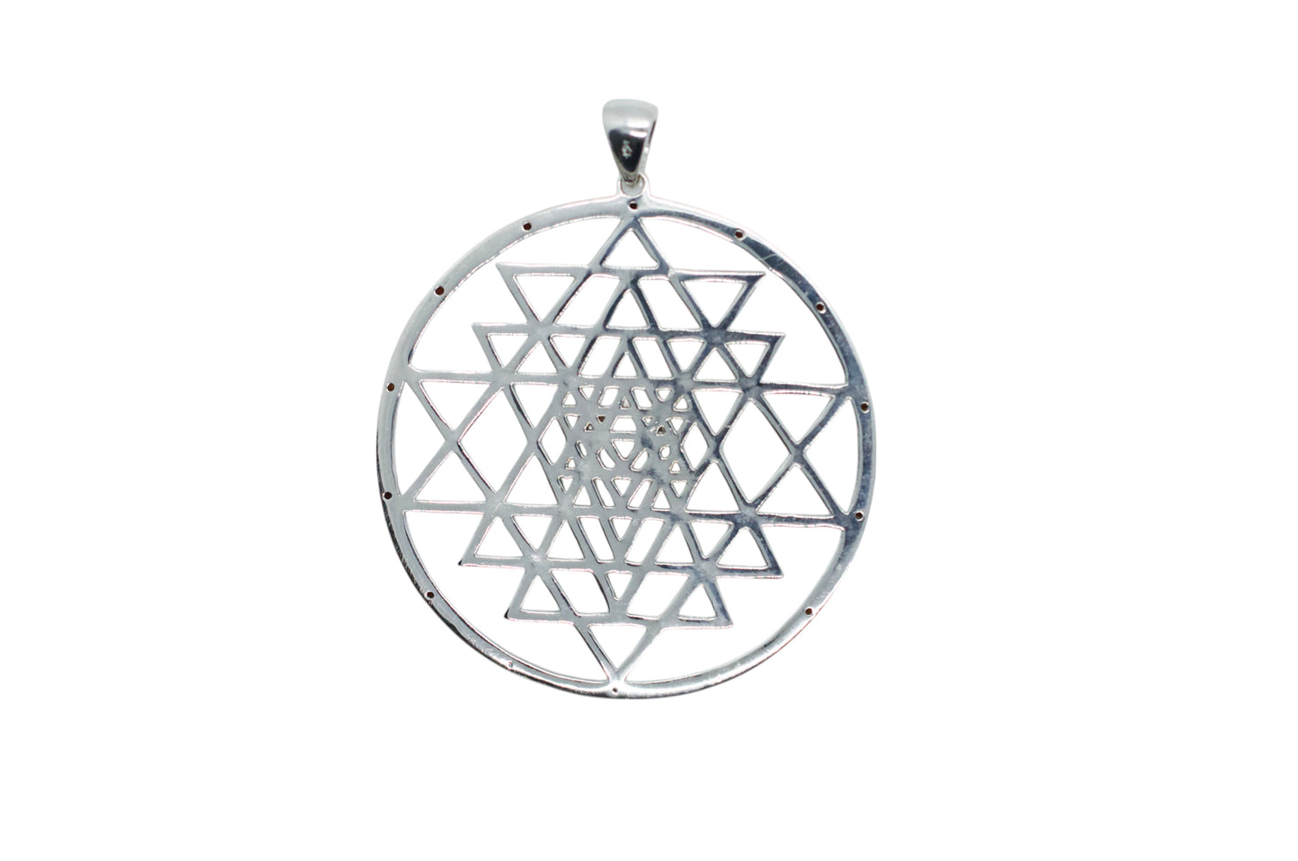 Ruby Sri Yantra Silver Necklace