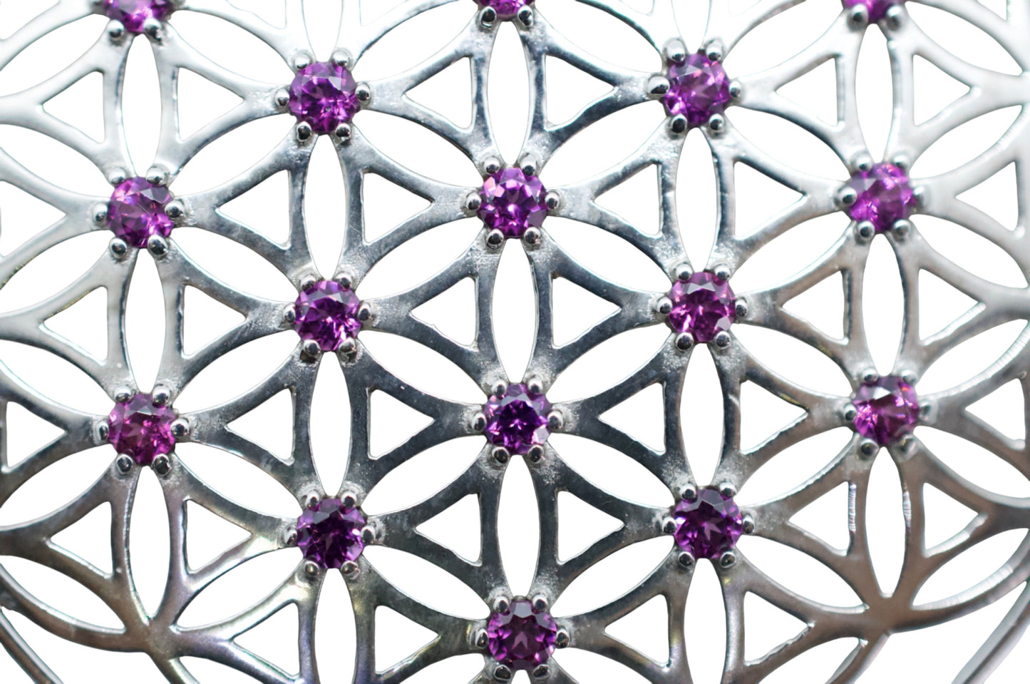 Sapphire Flower of Life Silver Pendant Necklace