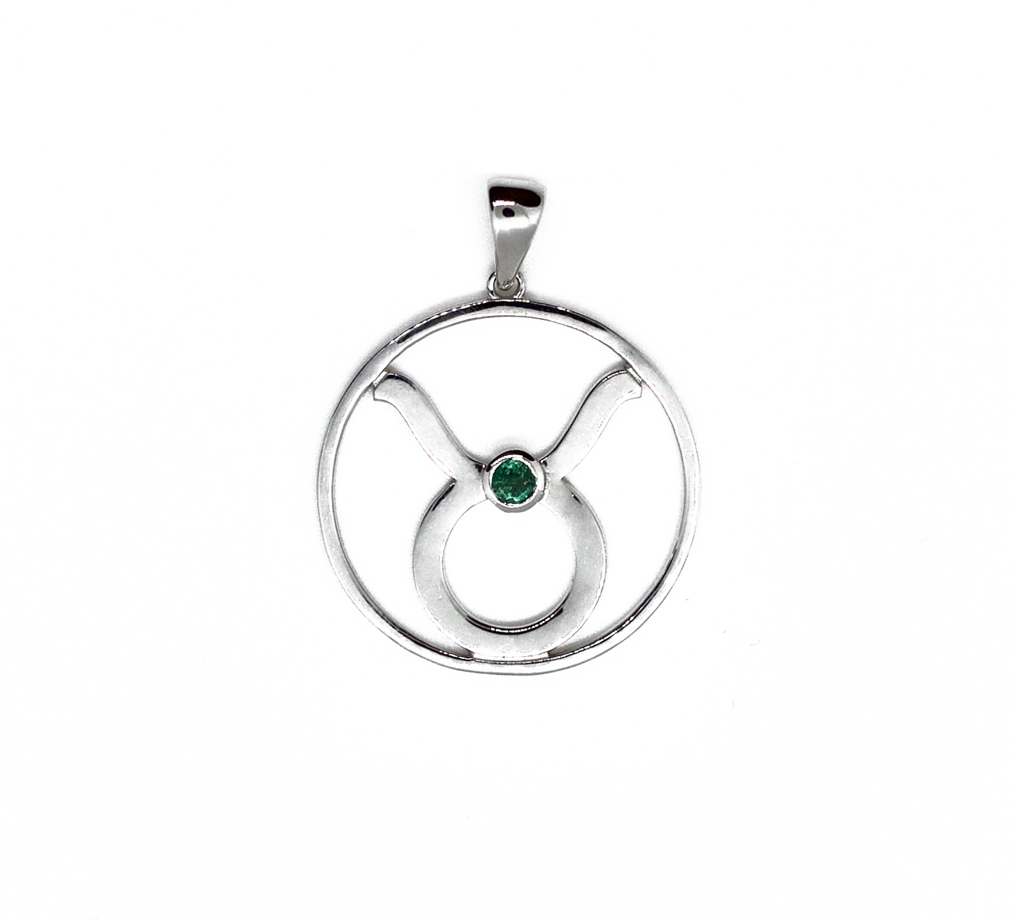 Taurus Astrology Horoscope Zodiac Silver & Emerald Necklace