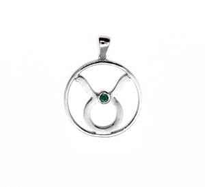 Taurus Astrology Horoscope Zodiac Silver & Emerald Necklace
