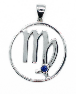Virgo in silver with blue sapphire necklace