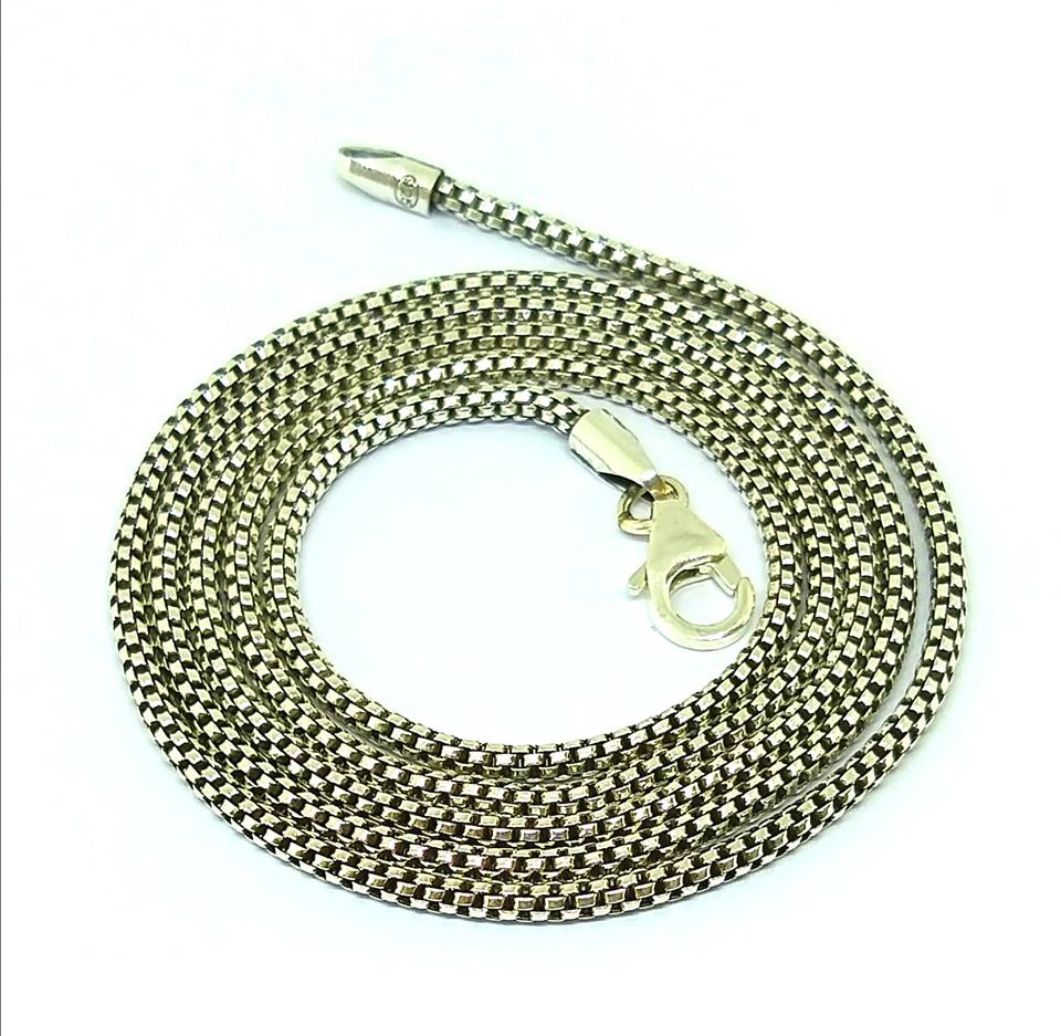 Sterling Silver round box chain 2mm diameter 28" long