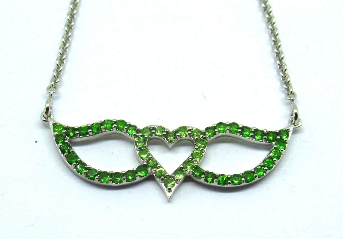 Tsavorite and Chrome Diopside Signature Winged Heart Necklace