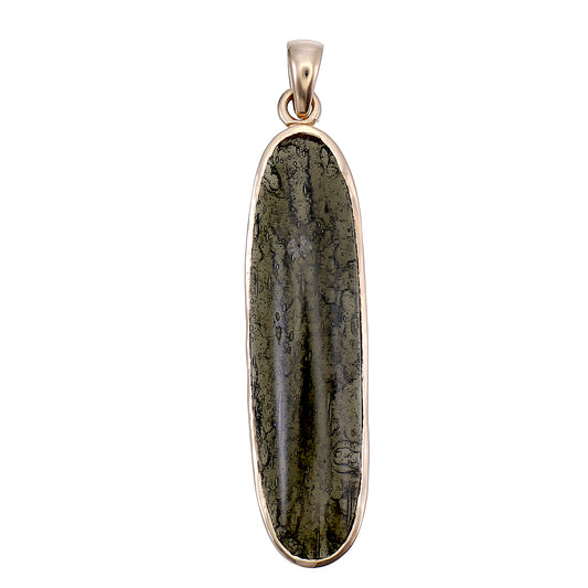 18k Gold Green Moldavite Pendant Necklace