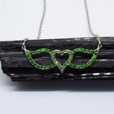 Tsavorite and Chrome Diopside Signature Winged Heart Necklace