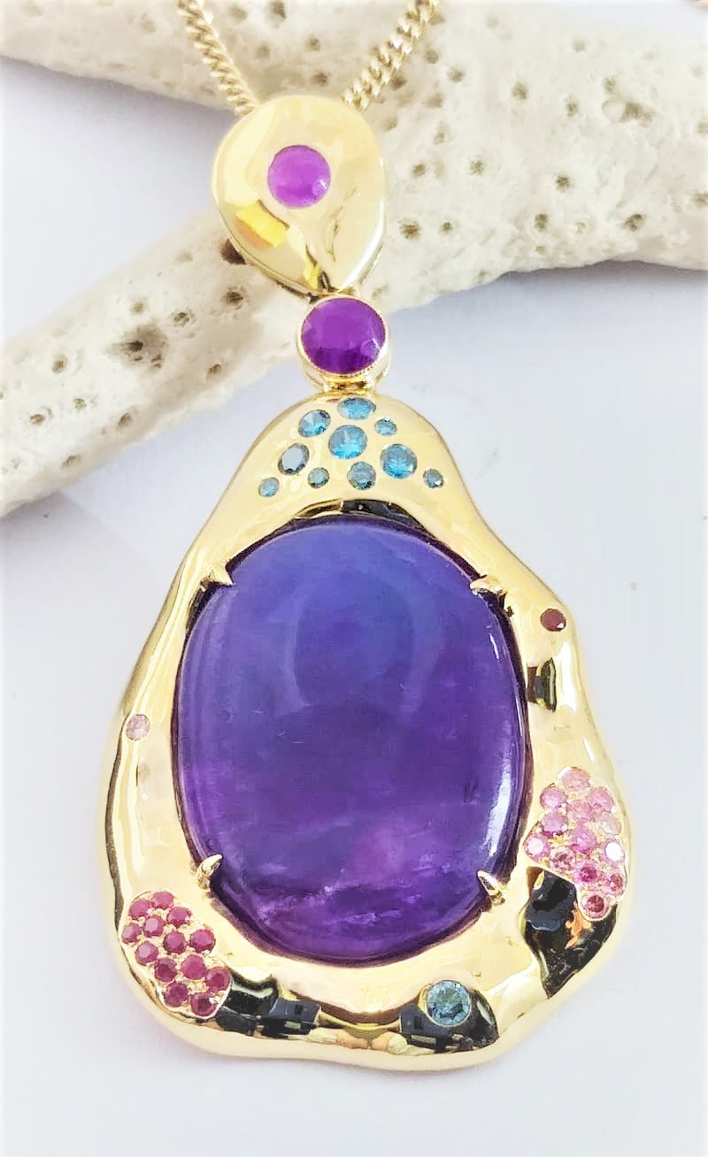 18k Gold Sugilite Dream Pendant