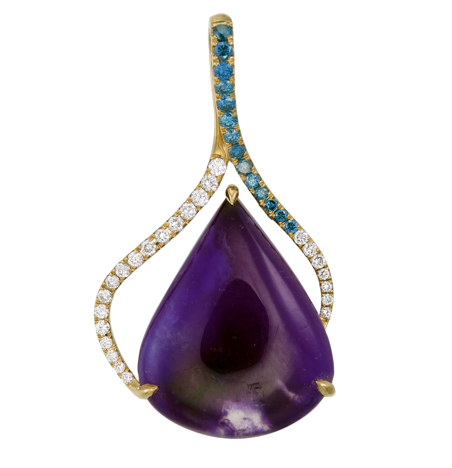 18k Gold Sugilite and Diamond Pendant