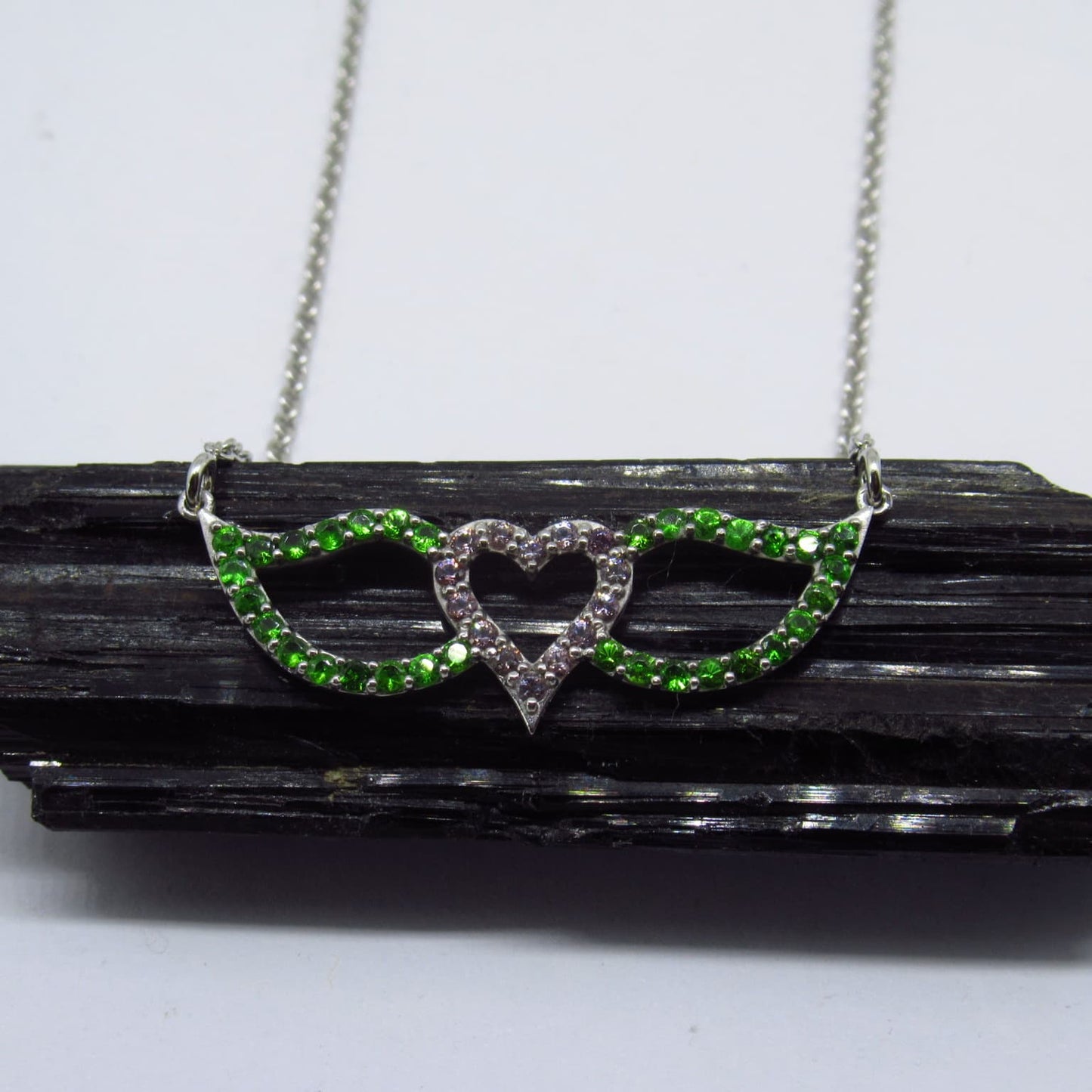 Purple Sapphire and Chrome Diopside Signature Winged Heart Necklace