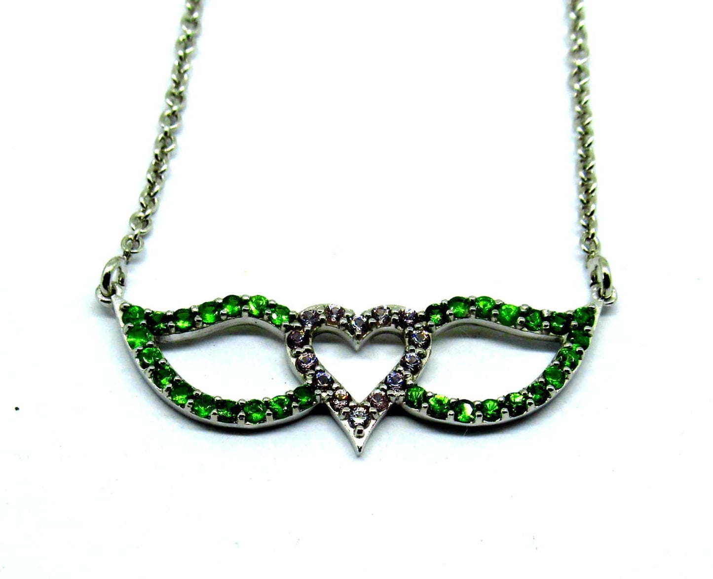 Purple Sapphire and Chrome Diopside Signature Winged Heart Necklace