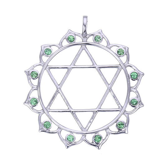 7 Chakras:  Sterling Silver and Tsavorite or Pink Tourmaline Anahata Heart Chakra Pendant - Jai 108 Presents