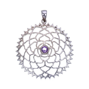 Purple Sapphire Crown Chakra Sterling Silver Pendant