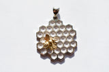 Bee Sweet Silver Honeycomb and Gold Bee Necklace