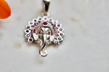 Small Jai Ganesha Sterling Silver Pendant with Rubies