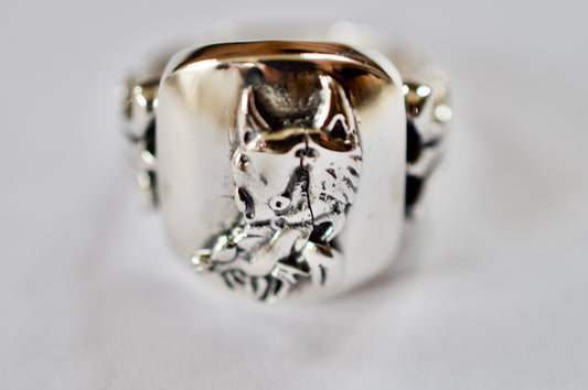 Grateful Dead Jerry Garcia Doug Irwin Wolf Guitar Sterling Silver Ring