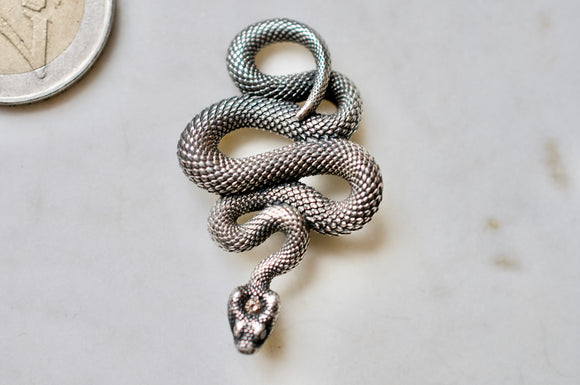Champagne Diamond Sterling Silver Snake Pendant
