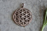 Garnet and Citrine Marquis Flower of Life Silver Necklace