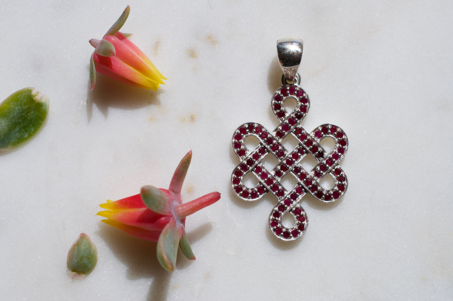 Ruby Srīvatsa Endless Knot Sterling Silver Pendant