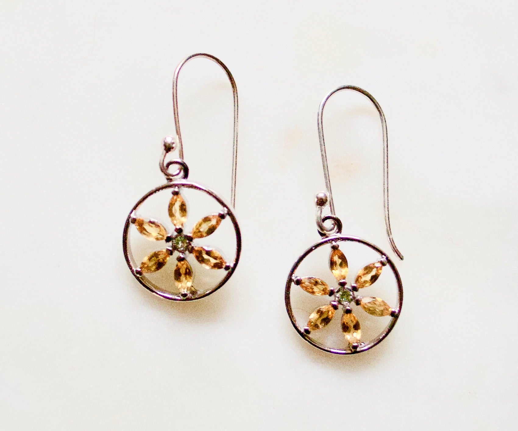 citrine flower of life marquis earrings