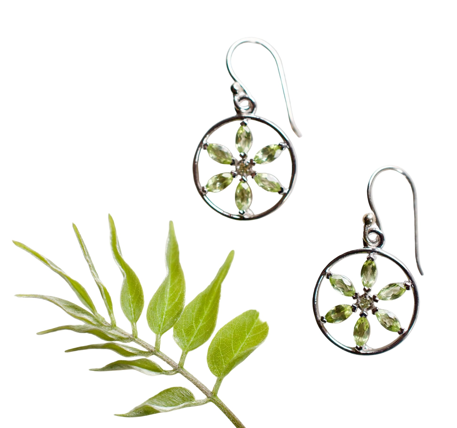 Cherise Peridot Flower of Life Sterling Silver Earrings