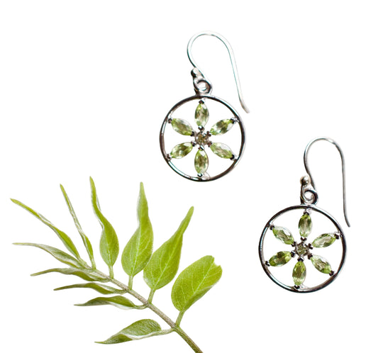 Cherise Peridot Flower of Life Sterling Silver Earrings