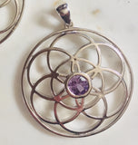 Amethyst Sterling Silver Seed of Life Pendant
