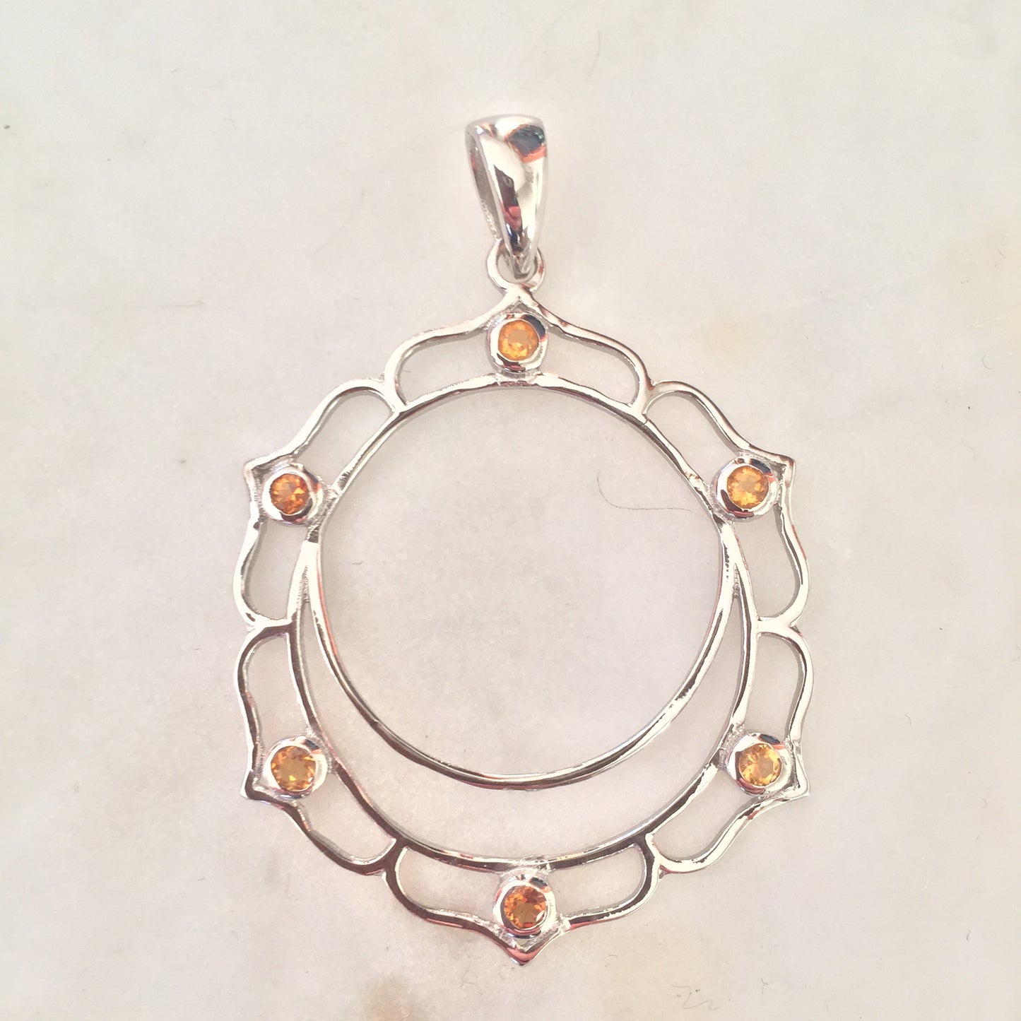 7 Chakras Jewelry:  Sterling Silver  Swadhisthana Sacral Chakra Pendant