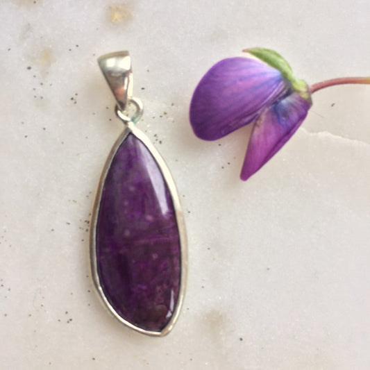 Roxa Love Sugilite Sterling Silver Tear Drop Pendant