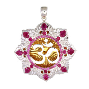 Om Garden Silver, Gold plated, Sapphire, Ruby Pendant