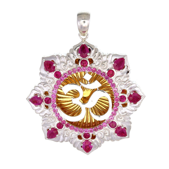 Om Garden Silver, Gold plated, Sapphire, Ruby Pendant