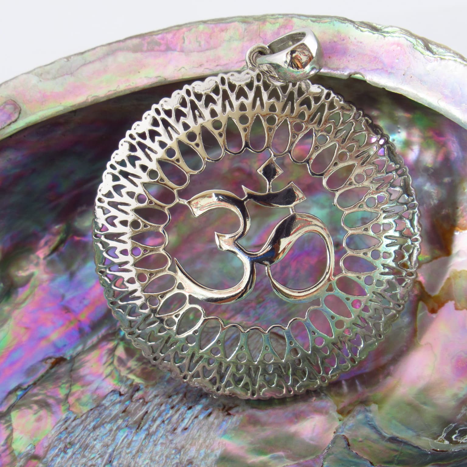 om sterling silver pendant