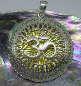 Silver and Gold Sacred Om Matrix Pendant Necklace